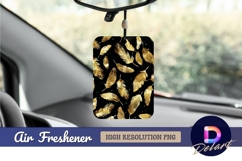 Golden feathers pattern on black Air Freshener PNG Design Product Image 1