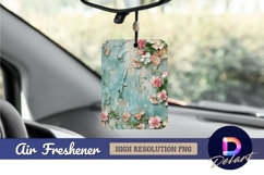 Floral pattern on cracked blue Air Freshener PNG Design Product Image 1