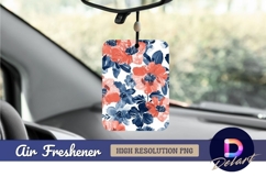 Watercolor floral in coral and blue Air Freshener PNG Design Product Image 1