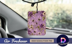 Bees and purple flowers pattern Air Freshener PNG Product Image 1