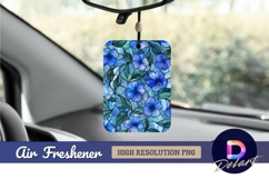 Blue flowers stained glass Air Freshener PNG Product Image 1