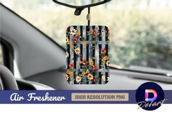 Watercolor flowers on rustic fence air freshener png Product Image 1