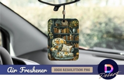 Cozy room with bookshelf and Air Freshener PNG Product Image 1