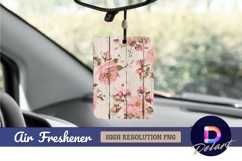 Pink floral pattern on weathered Air Freshener PNG Product Image 1