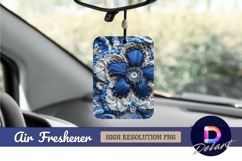 Blue embroidered flowers detailed Air Freshener PNG Product Image 1