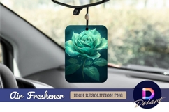 Teal rose illustration with water Air Freshener PNG Product Image 1