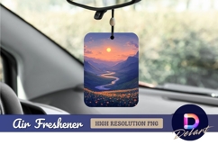 Sunset river flowing through flower Air Freshener PNG Product Image 1