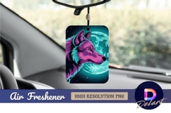 Neon wolf with full moon illustration Air Freshener Sublimat Product Image 1