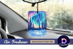 Watercolor aurora borealis winter Air Freshener PNG Product Image 1
