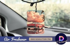 Red convertible car at sunset Air Freshener PNG Product Image 1