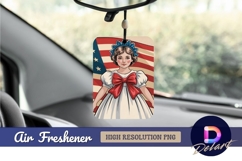 Patriotic girl with american flag Air Freshener PNG Product Image 1