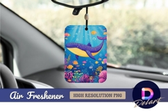 Cartoon whale swimming in ocean Air Freshener PNG Product Image 1