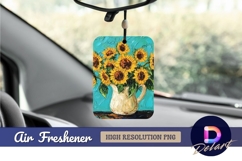 Sunflower bouquet in vase oil painting Air Freshener PNG Product Image 1