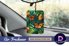 Monarch butterflies with tropical leaves Air Freshener PNG Product Image 1