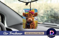 Highland calf with rainbow bow in Air Freshener PNG Product Image 1