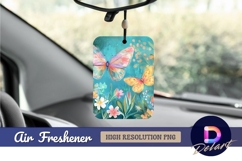 Colorful butterflies and flowers air freshener png Product Image 1