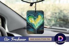 Abstract heart oil painting on wood Air Freshener PNG Product Image 1