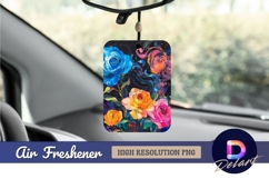 Colorful roses impasto painting on black Air Freshener PNG Product Image 1