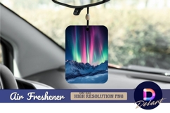 Colorful aurora borealis over snowy Air Freshener PNG Product Image 1