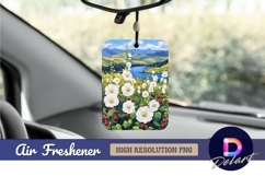 White hollyhocks and berries Air Freshener PNG Product Image 1