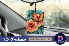 Watercolor butterfly on hibiscus flower Air Freshener PNG Product Image 1