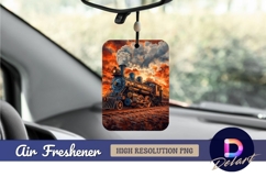 Steam train at sunset illustration air freshener png Product Image 1