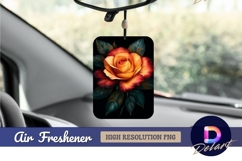 Elegant rose blossom with leaves on Air Freshener PNG Product Image 1