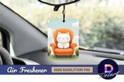 Cute white cat sitting comfortably on Air Freshener PNG Product Image 1