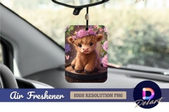 Cute highland calf with floral crown Air Freshener PNG Product Image 1