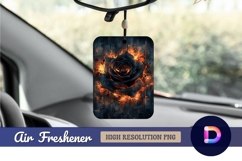 Burning black rose on wood texture Air Freshener PNG Product Image 1