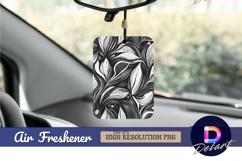 Monochrome floral pattern elegant black Air Freshener PNG Product Image 1
