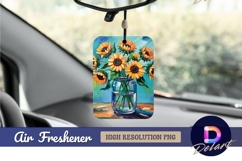 Sunflower still life in blue glass jar Air Freshener PNG Product Image 1