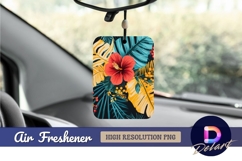 Tropical pattern with hibiscus and palm Air Freshener PNG Product Image 1