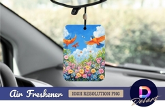 Birds flying over colorful wildflower Air Freshener PNG Product Image 1
