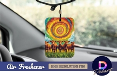 Cows staring at psychedelic sky surreal Air Freshener PNG Product Image 1