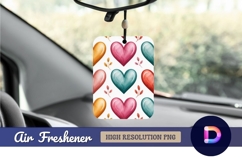Colorful watercolor hearts pattern on white Air Freshener Product Image 1
