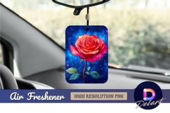 Watercolor rose bloom on blue galaxy Air Freshener PNG Product Image 1