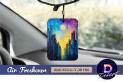 Abstract cityscape at night with a Air Freshener PNG Product Image 1