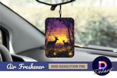 Deer silhouette forest sunset air freshener png Product Image 1