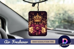 Golden crown with flowers on black Air Freshener PNG Product Image 1