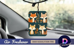Cute foxes mushrooms and leaves pattern Air Freshener PNG Product Image 1