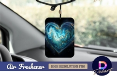 Blue and gold fluid heart on black Air Freshener PNG Product Image 1