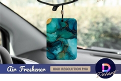 Teal and gold abstract ink wash painting Air Freshener PNG Product Image 1