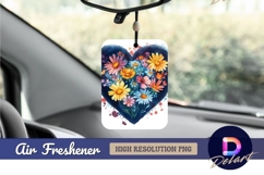 Watercolor heart with floral bouquet Air Freshener PNG Product Image 1