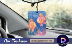 Two goldfish swimming watercolor Air Freshener PNG Product Image 1
