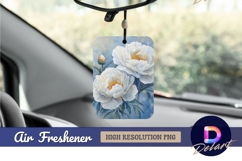 White peonies watercolor flowers artistic Air Freshener PNG Product Image 1