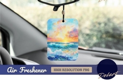 Watercolor ocean waves at sunset Air Freshener PNG Product Image 1