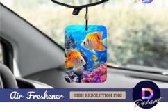 Striped fish swimming among coral reefs Air Freshener PNG Product Image 1