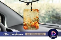 Autumn pumpkins and flowers grunge Air Freshener PNG Product Image 1