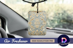 Golden floral ornament on a blue Air Freshener PNG Product Image 1